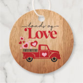 Ladingen van Liefde Rode Vrachtwagen Harten Valent Bedankjes Labels (Voorkant)