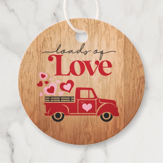 Ladingen van Liefde Rode Vrachtwagen Harten Valent Bedankjes Labels (Voorkant)