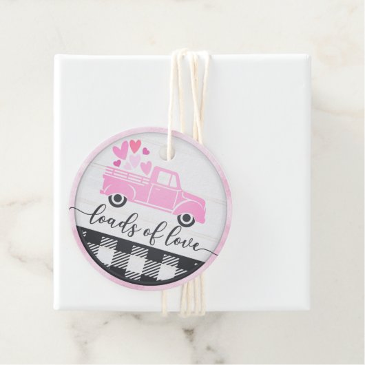 Ladingen van Love Truck Hearts Plaid Valentijn Bedankjes Labels (In situ)