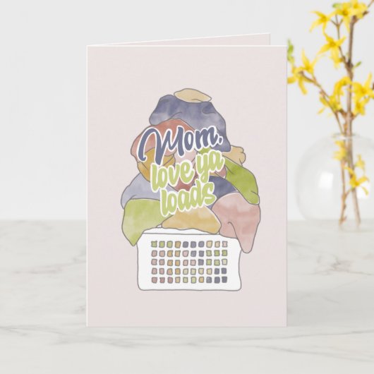 Ladingen wasgoed Moederdag Kaart (Gele Bloem)