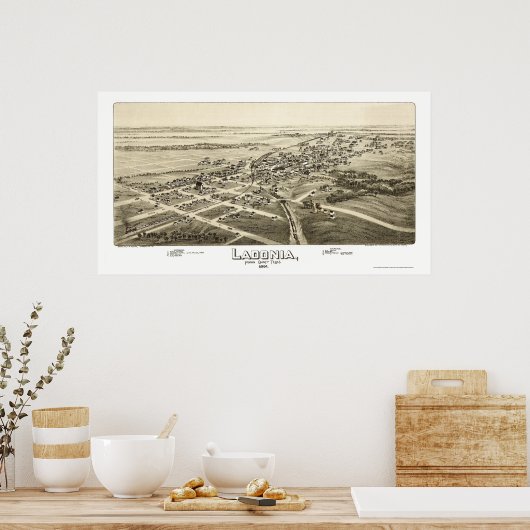 Ladonia, TX Panoramic Map - 1891 Poster (Keuken)