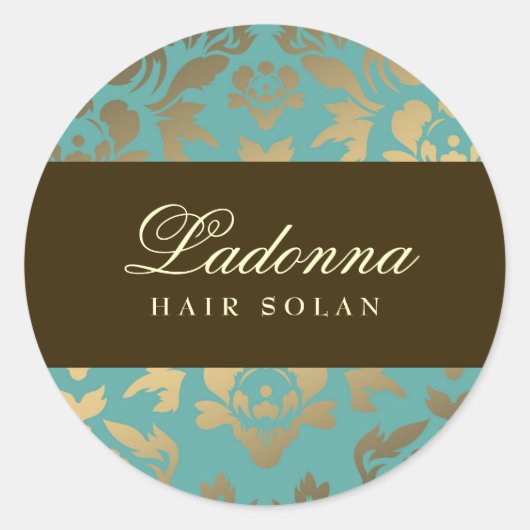 Ladonna Damask Brown Topaz Ronde Sticker (Voorkant)