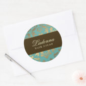 Ladonna Damask Brown Topaz Ronde Sticker (Envelop)
