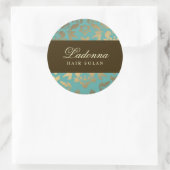 Ladonna Damask Brown Topaz Ronde Sticker (Tas)