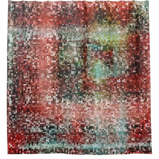 Ladrilho vermel manchado com tinta spray douchegordijn (Voorkant)