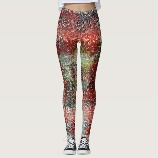 Ladrilho vermel manchado com tinta spray leggings (Voorkant)