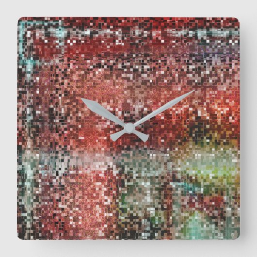 Ladrilho vermel manchado com tinta spray vierkante klok (Voorkant)