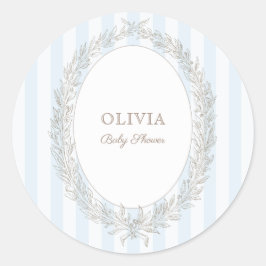 Laduree Franse Café Bonjour Bebe Blauwe Streep Ronde Sticker