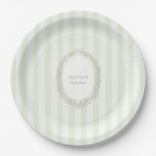 Laduree French Caffee Bonjour Bebe Green Stripe Papieren Bordje (Voorkant)