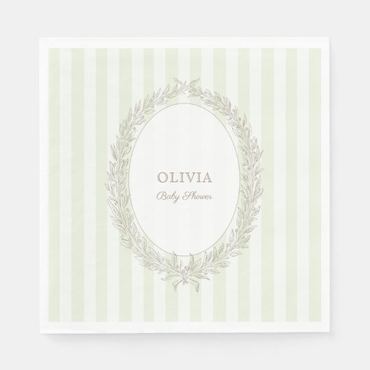 Laduree French Caffee Bonjour Bebe Green Stripe Servet (Voorkant)