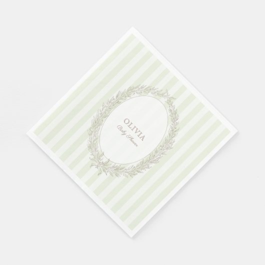 Laduree French Caffee Bonjour Bebe Green Stripe Servet (Hoek)
