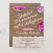 Lady 90th Surprise Birthday Party Invitation Kaart (Voorkant / Achterkant)
