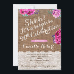 Lady 90th Surprise Birthday Party Invitation Kaart<br><div class="desc">Een inroepkaart voor een vrouw Surprise 90th Birthday Party. Met waterverf bloemen in platte tinten.</div>