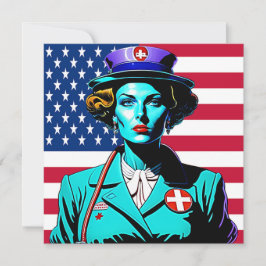 Lady Amerika Vlag Briefkaart