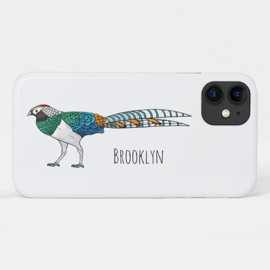 Lady Amherst's fazant vogel cartoon illustratie Case-Mate iPhone Case (Achterkant (horizontaal))