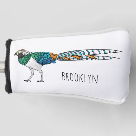 Lady Amherst's fazant vogel cartoon illustratie Golfheadcover (Voorkant)