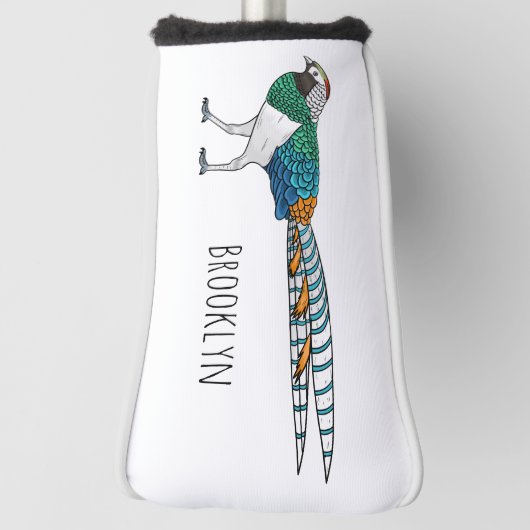 Lady Amherst's fazant vogel cartoon illustratie Golfheadcover (Draai 90)