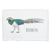 Lady Amherst's fazant vogel cartoon illustratie Kussensloop (Voorkant)