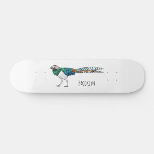 Lady Amherst's fazant vogel cartoon illustratie Persoonlijk Skateboard
