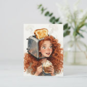 Lady and A Toaster on her head Briefkaart (Staand voorkant)