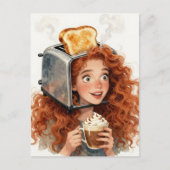 Lady and A Toaster on her head Briefkaart (Voorkant)