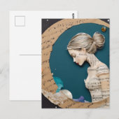 Lady and the Moon Collage Briefkaart (Voorkant / Achterkant)