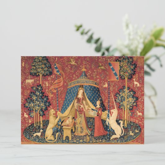 Lady and The Unicorn by Old Master Bedankkaart (Staand voorkant)