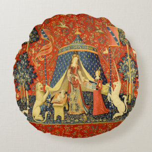 Lady and The Unicorn Middeleeuwse Wandtapijt: Fran Rond Kussen