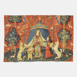 Lady and The Unicorn Middeleeuwse Wandtapijt: Fran Theedoek