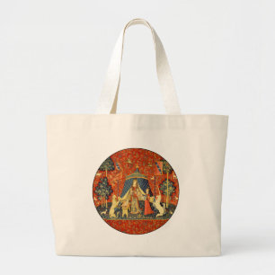 Lady and The Unicorn Middeleeuwse Wandtapijtkunst: Grote Tote Bag