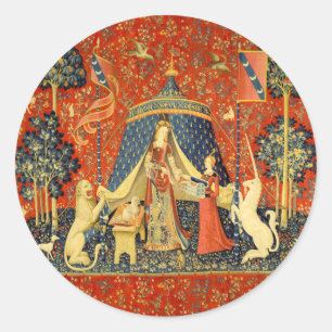 Lady and The Unicorn Middeleeuwse Wandtapijtkunst: Ronde Sticker