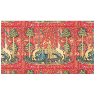 LADY AND UNICORN, FANTASY FLOWERS, DIEREN, PLANTAA TAFELKLEED