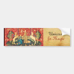 LADY AND UNICORN Lion, Fantasy Flowers, Animals Bumpersticker