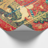 LADY AND UNICORN Lion, Fantasy Flowers, Animals Cadeaupapier (Hoek)