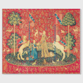 LADY AND UNICORN Lion, Fantasy Flowers, Animals Cadeaupapier (Vlak)