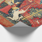 LADY AND UNICORN Lion, Fantasy Flowers, Animals Cadeaupapier (Hoek)