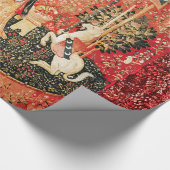 LADY AND UNICORN Lion, Fantasy Flowers, Animals Cadeaupapier (Hoek)