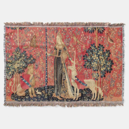 LADY AND UNICORN Lion, Fantasy Flowers, Animals Deken (Voorkant)