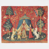 LADY AND UNICORN Lion, Fantasy Flowers, Animals Fleece Deken (Voorkant (Horizontaal))