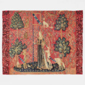 LADY AND UNICORN Lion, Fantasy Flowers, Animals Fleece Deken (Voorkant (Horizontaal))