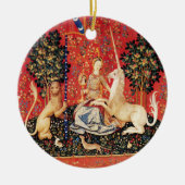 LADY AND UNICORN Lion, Fantasy Flowers, Animals Keramisch Ornament (Voorkant)