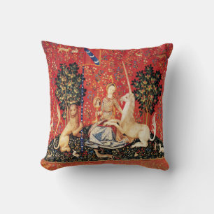 LADY AND UNICORN Lion, Fantasy Flowers, Animals Kussen
