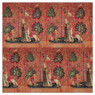 LADY AND UNICORN Lion, Fantasy Flowers, Animals Stof