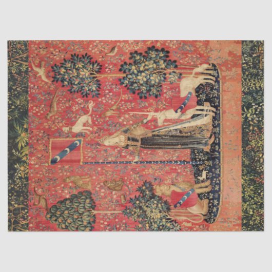 LADY AND UNICORN Lion, Fantasy Flowers, Animals Tissuepapier (Voorkant)