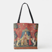 LADY AND UNICORN Lion, Fantasy Flowers, Animals Tote Bag (Achterkant)