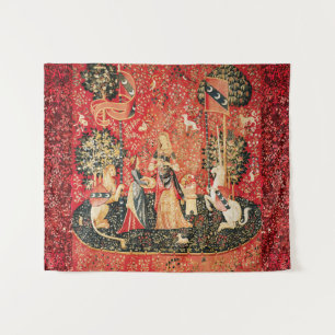 LADY AND UNICORN Lion, Fantasy Flowers, Animals Wandkleed