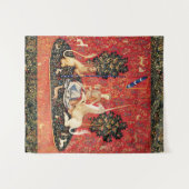 LADY AND UNICORN Lion, Fantasy Flowers, Animals Wandkleed (Voorkant (horizontaal))