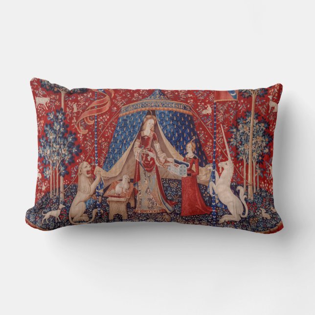 Lady and Unicorn Medieval Tapestry Desire Kussen (Voorkant)