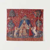 Lady and Unicorn Medieval Tapestry Desire Wandkleed (Voorkant (horizontaal))