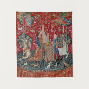 Lady and Unicorn Medieval Tapestry Hearing Wandkleed
